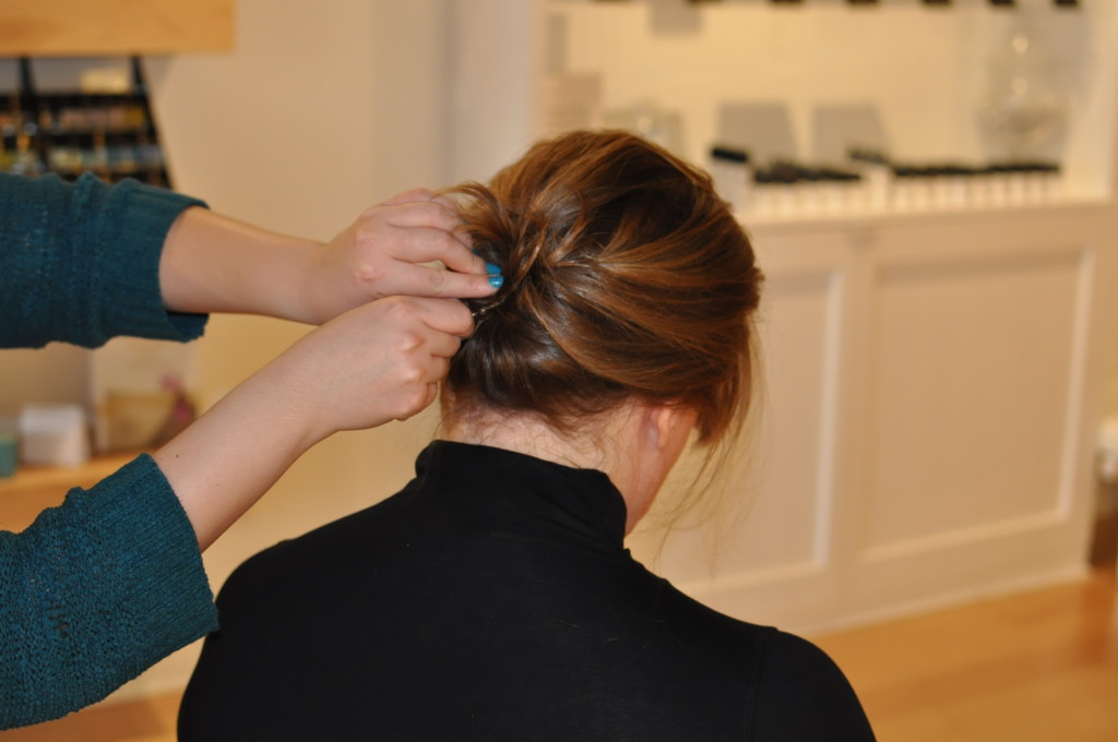 Adding pins to hair