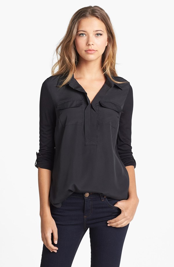 Kensie Mixed Media Top