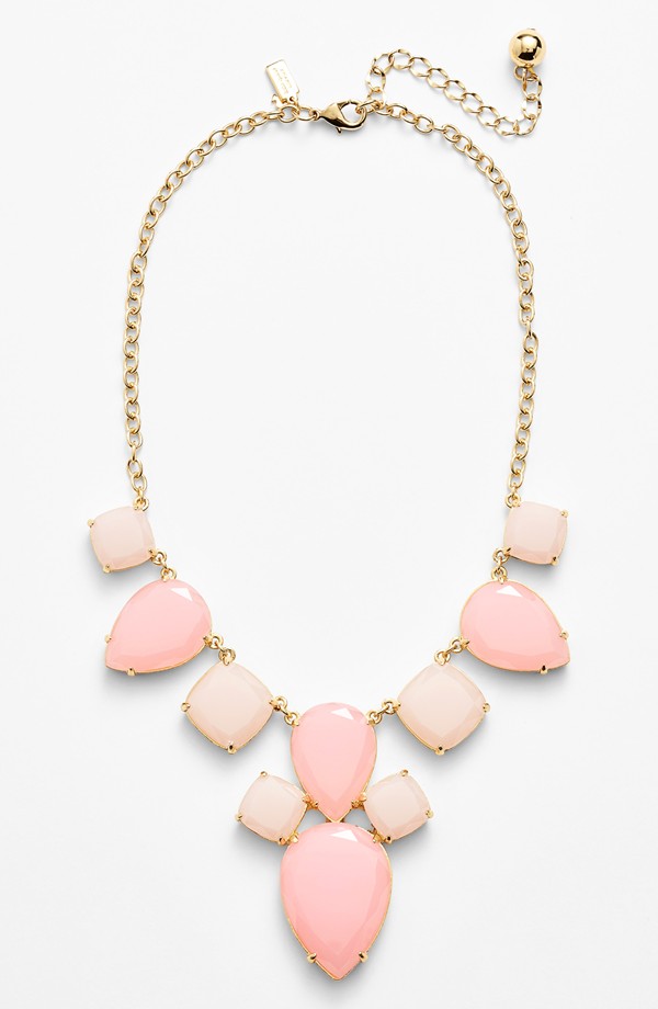 kate spade New York Brandon Square bib necklace in Blush/multi gold