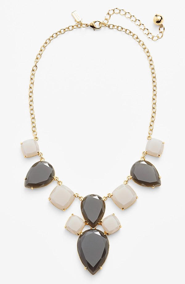 kate spade New York Brandon Square bib necklace in Grey multi/gold